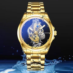 3634 D Luxury Gold Silver Skeleton Men Watches Vintage Luminous Pointer Top Brand Quartz Watches Relojes Hombre Wristwatches