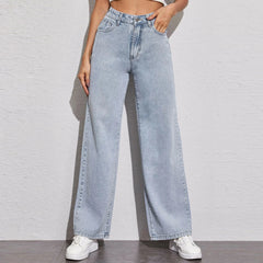Casual Daily Street Wear Stylish Wide Leg Women Jeans