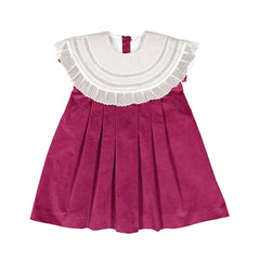 Girl Velvet Toddler Dress Lace Big Turn Down Collar Short Sleeves Christmas Baby Girl Dresses for Holiday Party Custom 2025