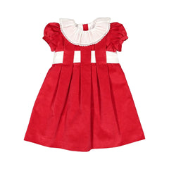Festive Red Velvet Girl Dress White Lace Splice Collar Christmas Child Dresses First Communion Clothing for Girls of 6-14 Years