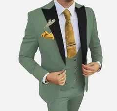 Italian 3 Piece Jacket Pant Vest Print Casual Suit Slim Fit Wedding Dress Pocket Plaid Printed Wedding Mens Suit