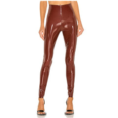 New Casual Good Quality Customize Color High Waist Sexy Slim Bright Faux Leather Pants Leggings for Women