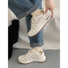 Women's New Retro Sports Shoes All Kinds Explosion Thick Sole Super Fire Small White Breathable for Cushioning Spring