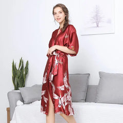 Women's Custom Designer Satin Printed Sleepwear Pajamas for Summer 2023 Knee-Length Nightwear