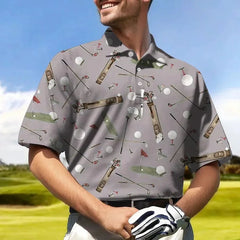 Men's Golf Polo Organic Cotton High Spf 30 Full Print Sublimation Polyester 75% Spandex 25% Performance Golf Shirt