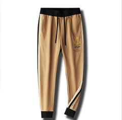 Light Khaki Slacks Luxury Quality Male Beam Foot Fall Into Color Stripe Stretch New Sweatpants Male