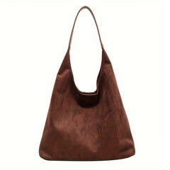 Luxury Daily Vintage Leather Suede Hobo Tote Bags Set Soft Large Women Brown Suede Shoulder Handbag Purse