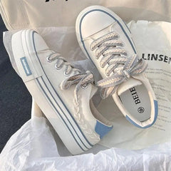 New Custom Spring Breathable Sneakers Lace-up Casual for Women Canvas Upper Walking Style Shoes
