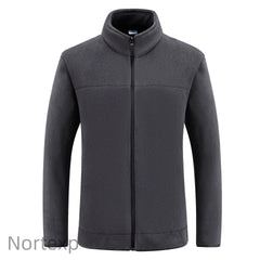 Zipper Polar Fleece Jacket Plain Warm Outwear   Knitted Polyester Fabric Pocket Pattern
