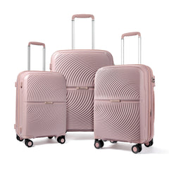 3 Pcs Lightweight Luxury Luggage Set Classic Simple PP Material Suitcase with Hard Shell Combination Lock Soft Handle for Travel