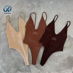 High Waist Backless One Piece Swimsuit Sexy Women Bikini Manufacturer  V Neck Triangle Bikini Custom Swimwear with Logo