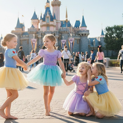 Girls Boutique Princess Dress Yoga Fabric Multi Layer Tulle Amusement Park Dance Wear Small Batch Custom