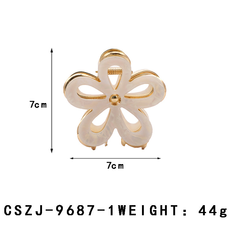 Customized Acetate Hair Claw Clips Silver White Half-Moon Shaped Hollow Environmentally Friendly Material