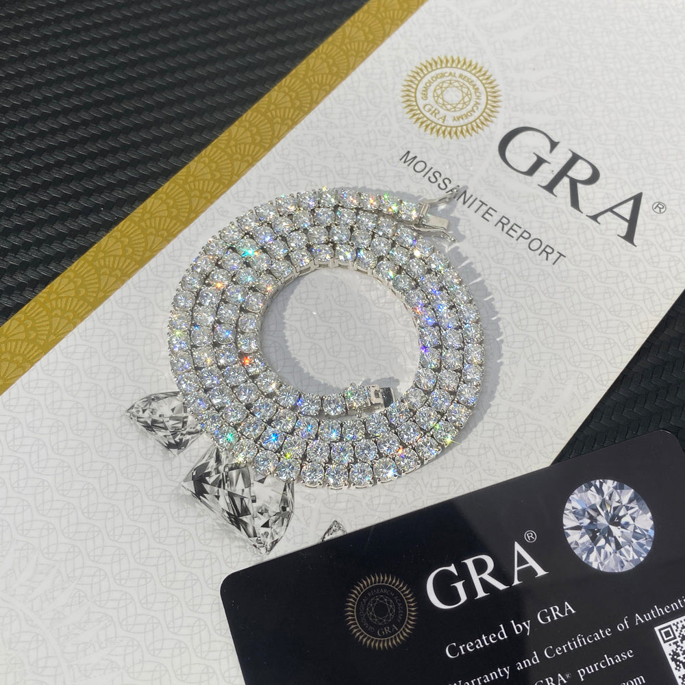 Luxury Men Women Hip Hop Fine Jewelry 2Mm 3Mm 4Mm 5Mm Diamond 925 Silver Bracelet VVS Moissanite Tennis Chain Necklace
